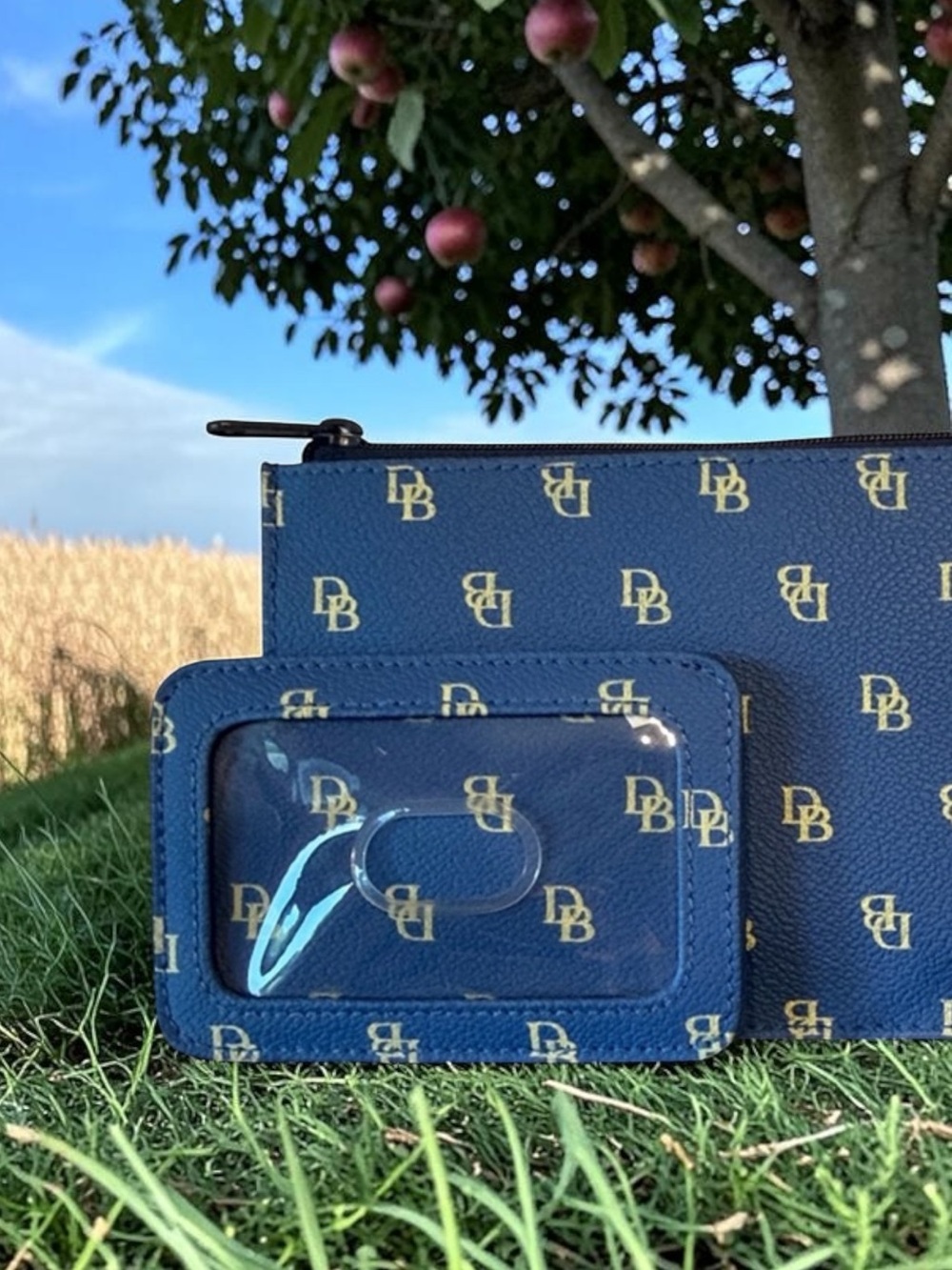 DOONEY & BOURKE signature DB monogram, cornflower blue wristlet,& ID card holder - Picture 3 of 13